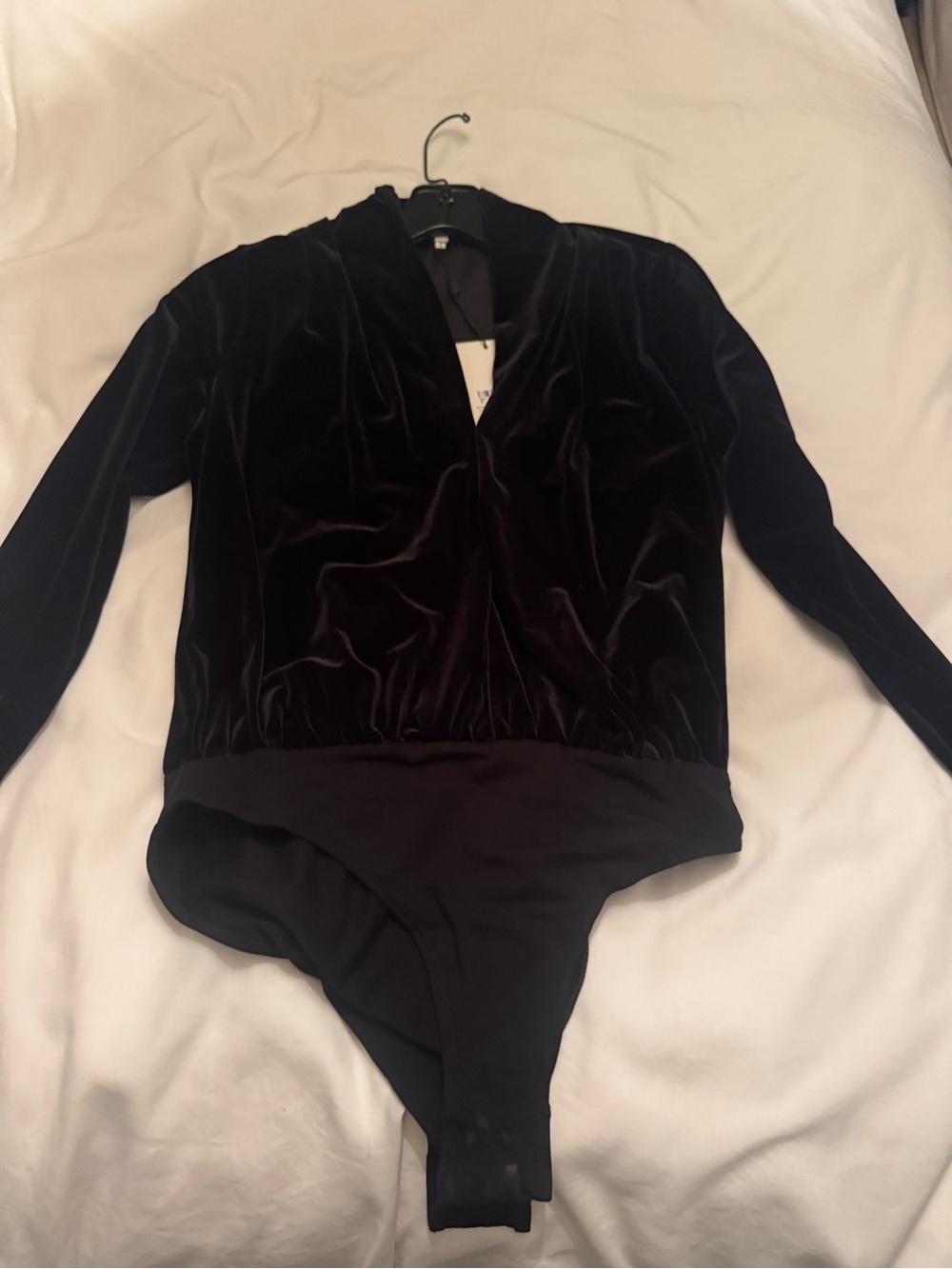 Reiss Black Velvet Bodysuit with Tag